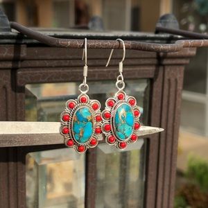 Jewelry - Turquoise Blue Copper Sterling Silver Earrings Jewelry - Turquoise Blue Copper Sterling Silver Earrings